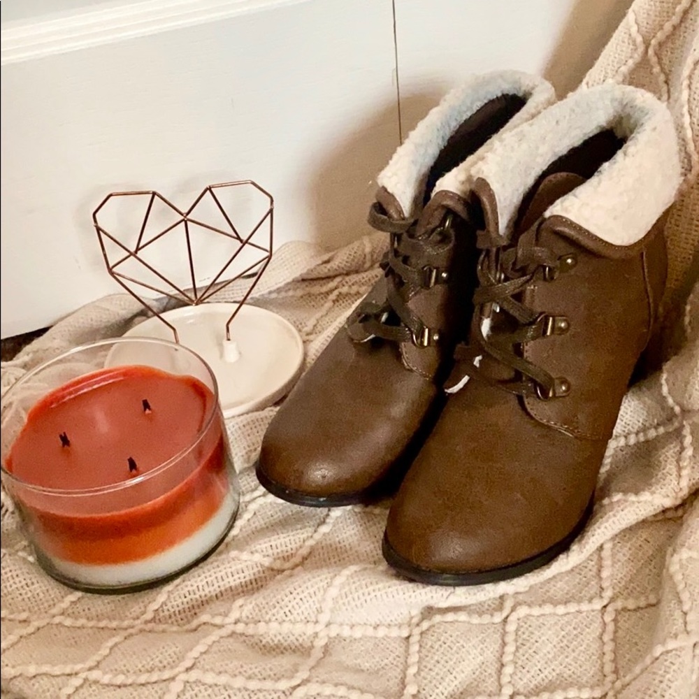 Sherpa Lined Faux Leather Booties